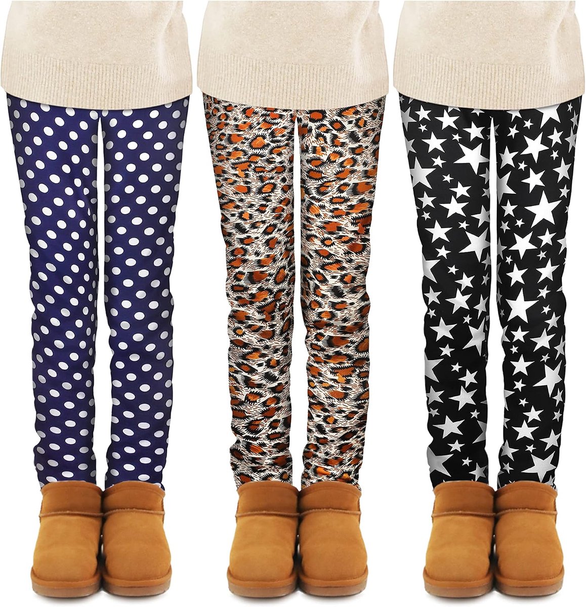 Leggings winter warm dik bedrukte broek kleine kinderen enkellengte broek, Meerkleurig