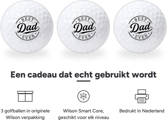 Wilson Golfballen Best Dad Ever - Vaderdag Golf Cadeau - 3 stuks - Bedrukte Golfballen van Wilson — afbeelding 2