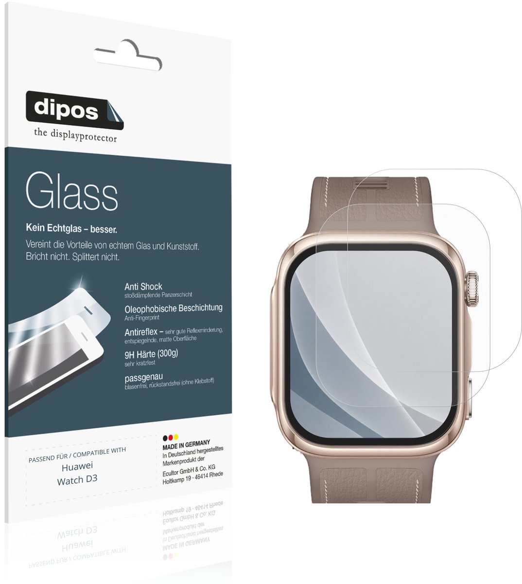 dipos – 2x Matte Pantserfolie geschikt voor Huawei Watch D3 | 9H Screenprotector