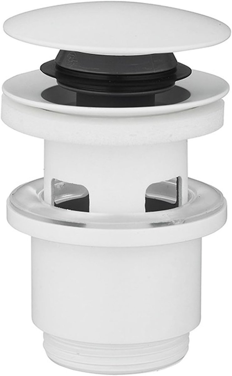 Rousseau Clic-Clac wastafelafvoer, diameter 63 mm, NF gecertificeerd, met overloop, standaard, witte afwerking
