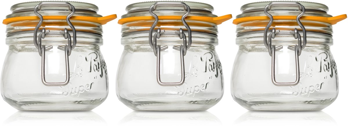 Le Parfait 250ml Weckpotten Set (3x 250ml) | OP=OP VOORDEELSET | 3 Weckpotten van 250 ML | Premium A-kwaliteit | Robuust en Voedselveilig | Ideaal als voorraadpot, inmaakpot of conserveerpot | Made in France