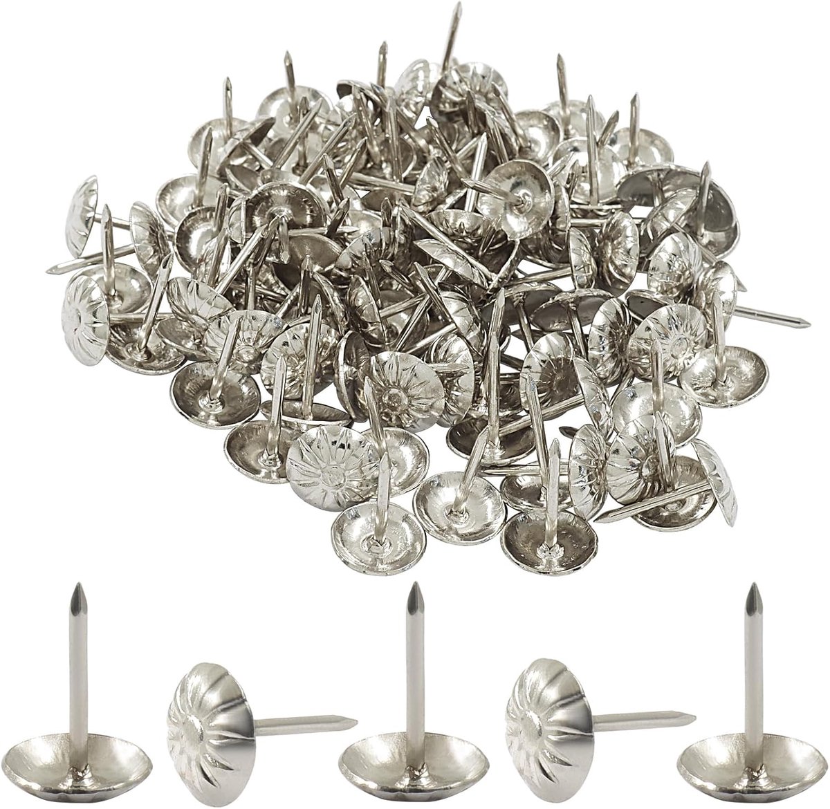 200 stuks-Punaises - Zilveren decoratieve punaises - Punaises met ronde kop - Punaises voor het bevestigen van meubelbekleding - Geschikt voor meubels - Banken - Doe-het-zelfprojecten - 11*16 mm