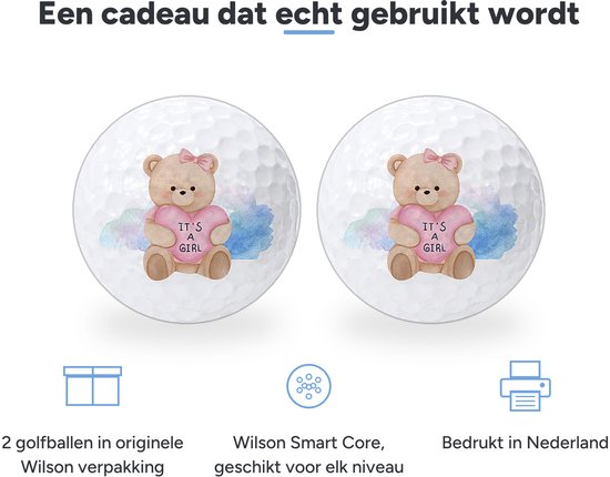 Wilson Golfballen It's a Girl Teddybeer - Geboorte Golf Cadeau - 2 stuks van Wilson — afbeelding 3