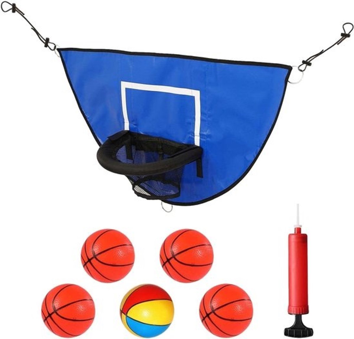 Universele mini-basketbalmand voor trampolines - inclusief basketballen