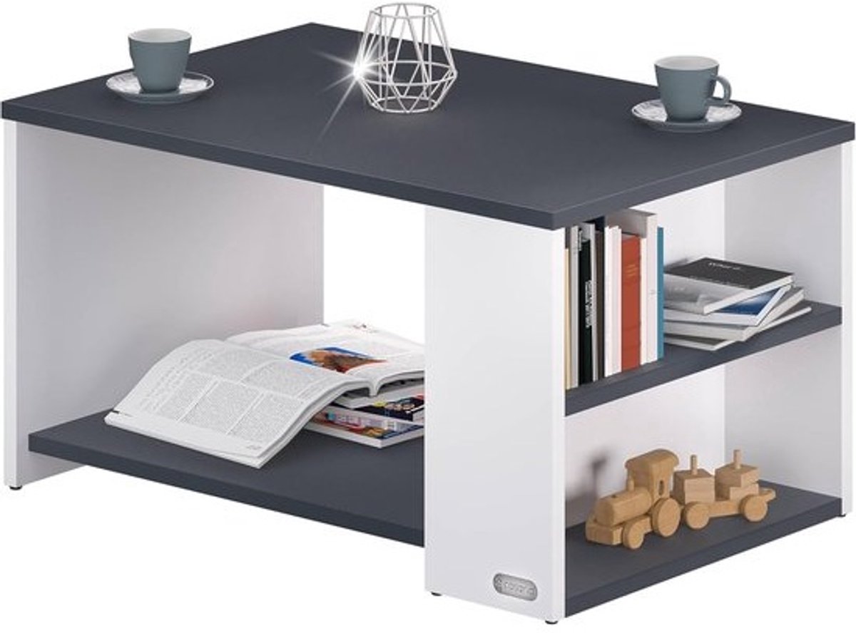 Moderne Salontafel met Opbergruimte 90x60cm - Krasbestendig Hout en Stijlvol Ontwerp