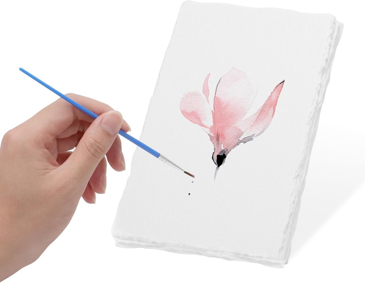 Handgemaakt Textuur Waterverf Papier A6 Set van 25 Vellen 300 g Katoen Papier voor Groetkaarten, DIY Schetsen en Schilderen voor Beginners en Kinderen