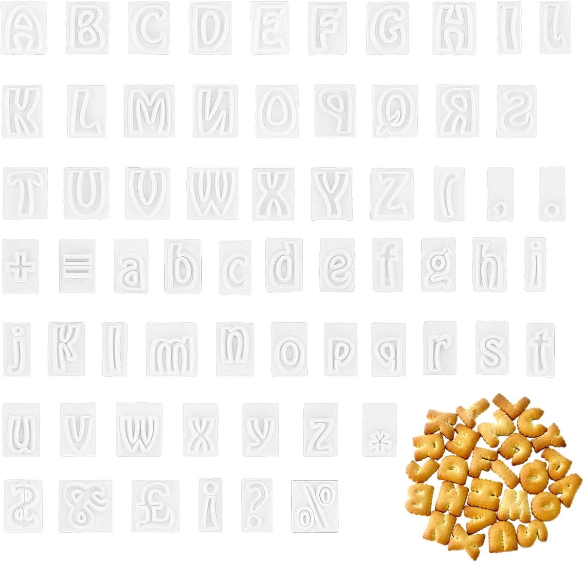 Koekjessnijders alfabet 64 stuks - BPA-vrij plastic - met 12 symbolen - ideaal voor creatieve bakkers - ShopVlot