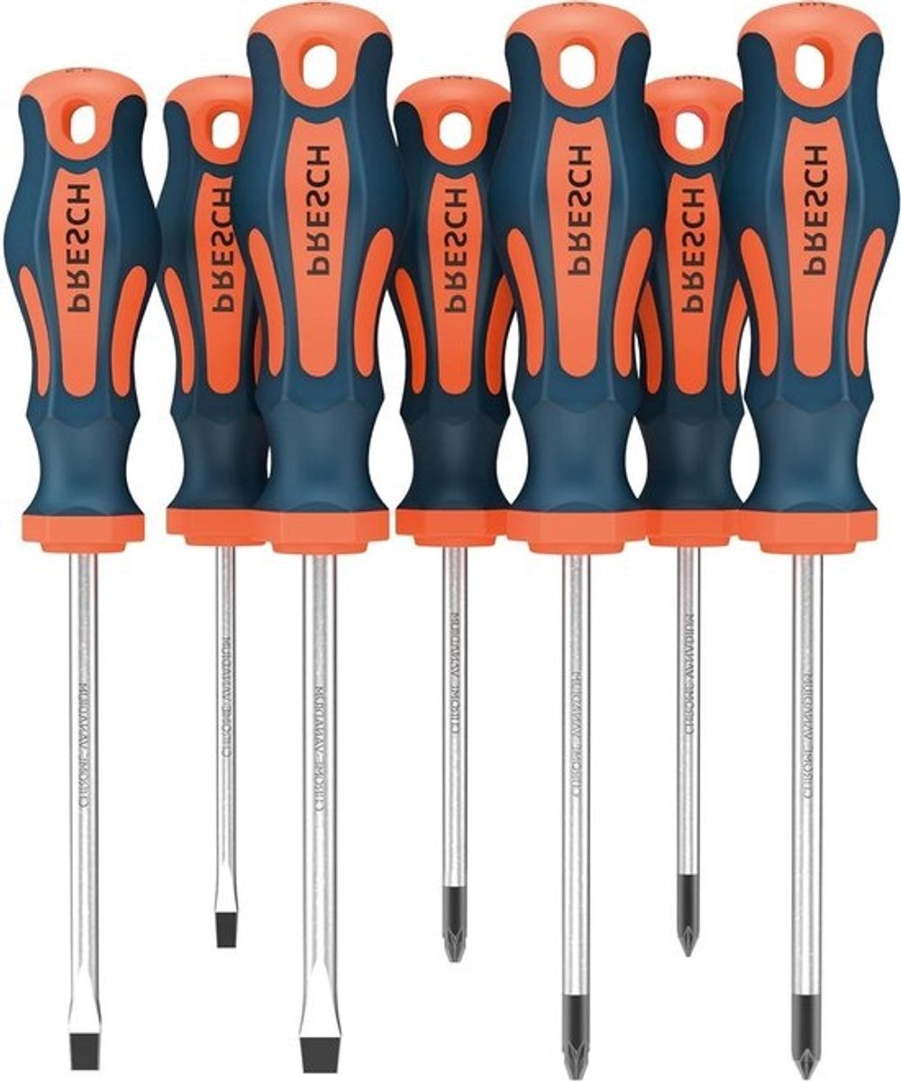 7-delige schroevendraaierset TÜV - GS gekeurd - magnetisch - gleuf en kruissleuf PH PZ SL - professioneel gebruik