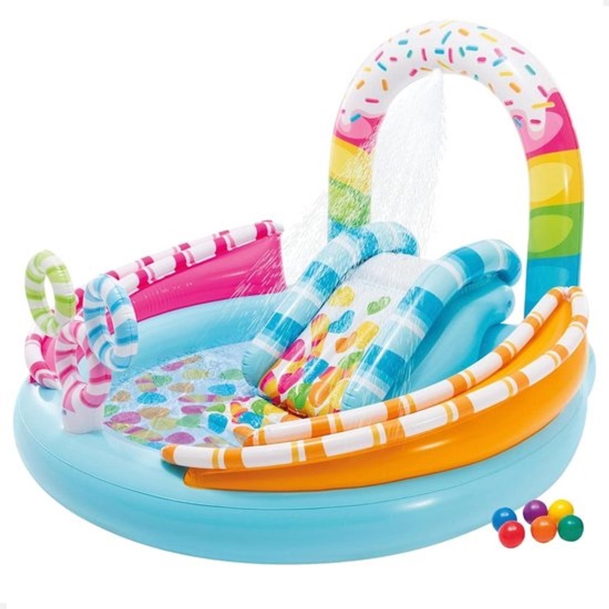 Peuter zwembad met glijbaan - Intex 57144NP Wet Set Collection Play Center 170x168x122 cm - Speelcentrum met sproeier Peuter zwembad met glijbaan