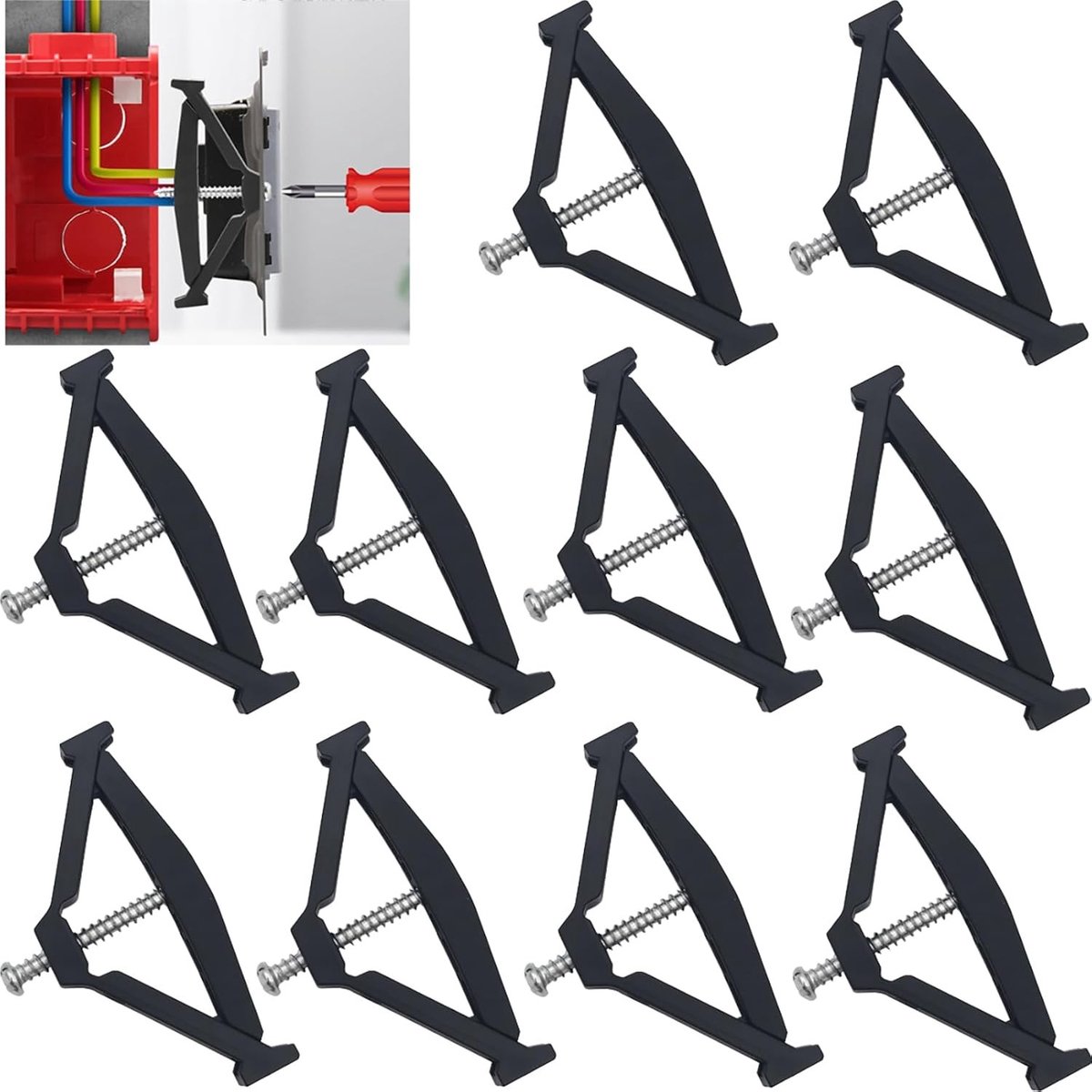 86 Type Schakelaar Socket Reparatie Kit - Wandmontage Schakelaarkast Reparatietool, 86mm Schakelcassette Ondersteuningsstang, Elektricien Accessoires (10 Sets) voor Thuis en Kantoor