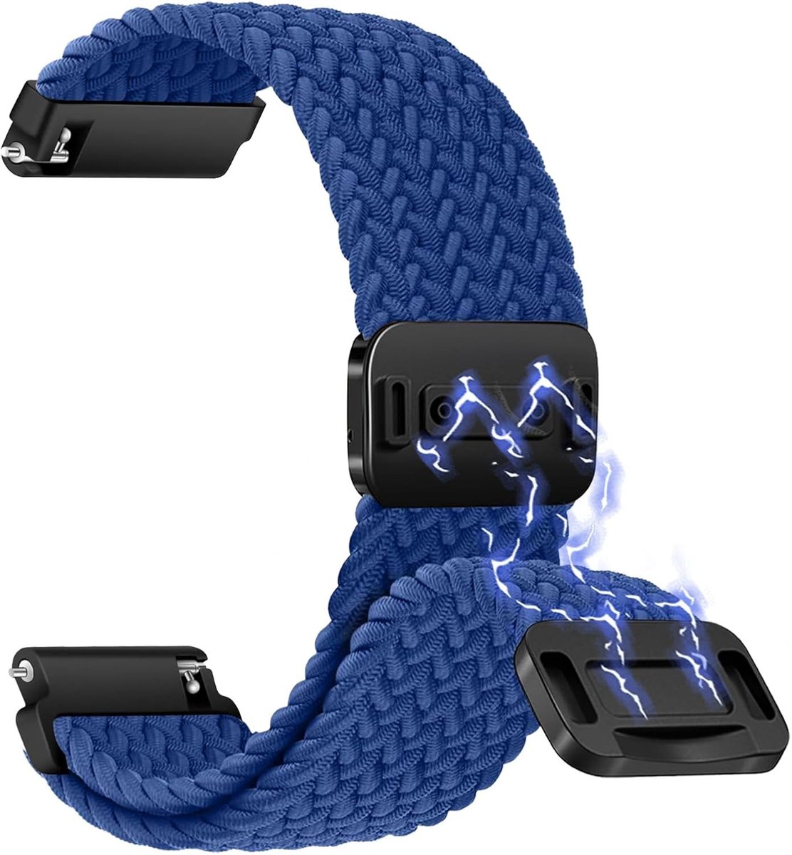 Vlechtarmband voor 20 mm, 22 mm en 18 mm horloges voor mannen en vrouwen - Unisex vervangband met magnetische sluiting in blauw