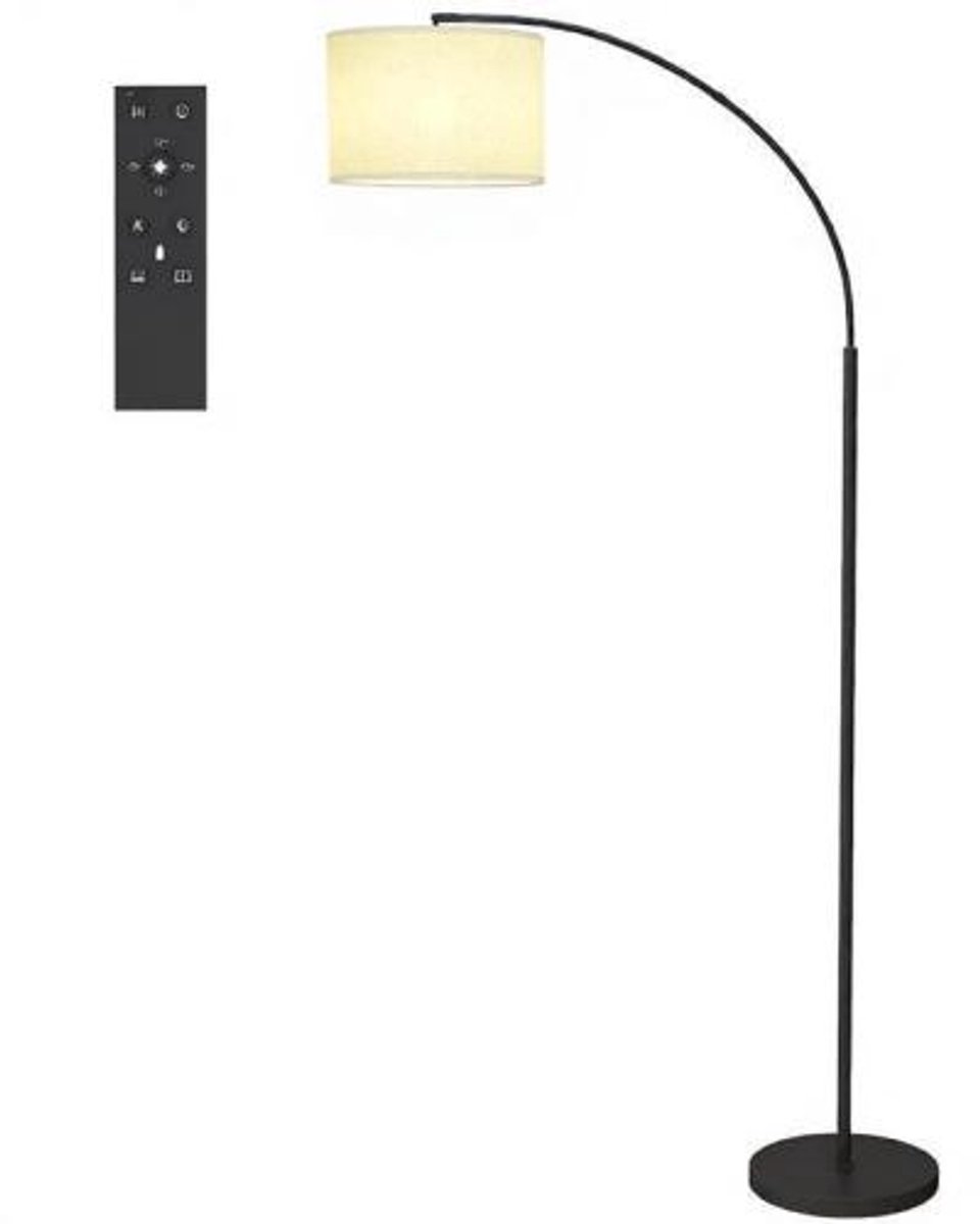 Vloerlamp - Staande Lamp - Helderheid & Lichtkleur Verstelbaar - Met Afstandsbediening - Leeslamp - Staanlamp - Staande Lampen Woonkamer - Stalamp - Smartlamp - Booglamp