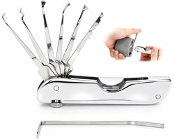 7-in-1 Lockpicking-set - Duurzame Opvouwbare Lock Pick Kit met Roestvrijstalen Precisiegereedschap, Draagbaar Ontwerp voor Noodgevallen en Slotenmakers