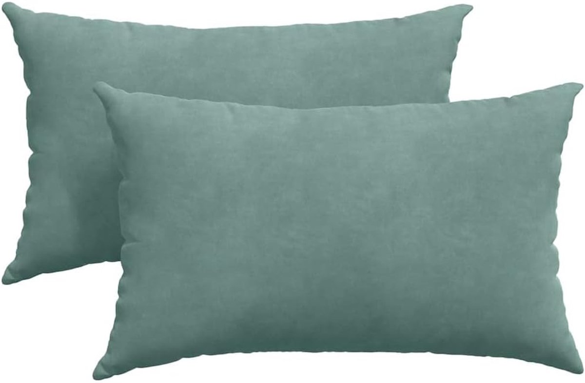 Kussen, 50 x 30 cm, set van 2 stuks, zeegroen, corduroy bankkussen met ritssluiting en polyester vulling, modern sierkussen voor woonkamer, slaapkamer, kantoor