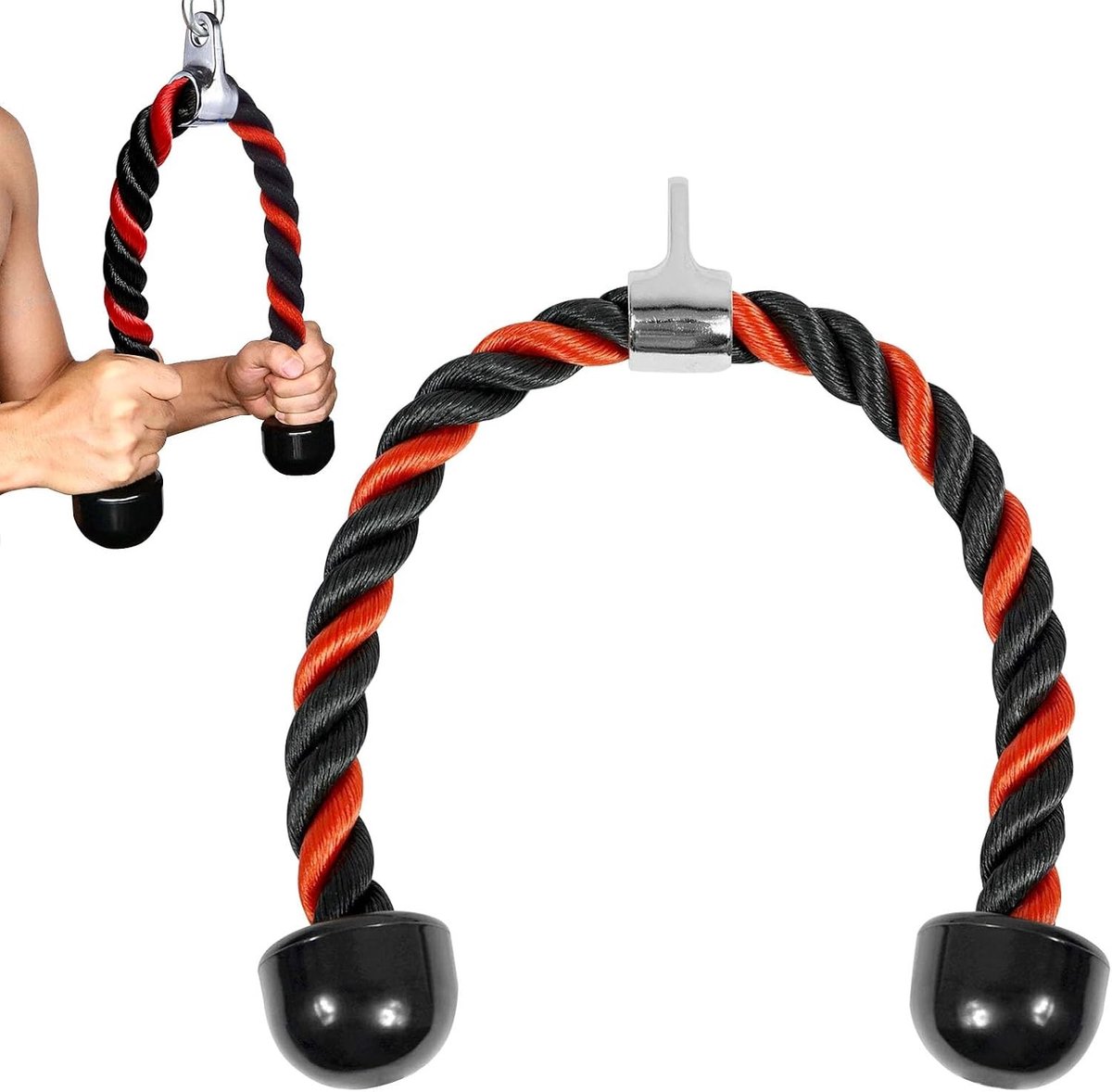 Triceps Touw voor Krachttraining, Nylon Handvat, Geschikt voor Thuis en Gym, Versterk Spieren en Verbeter Grip