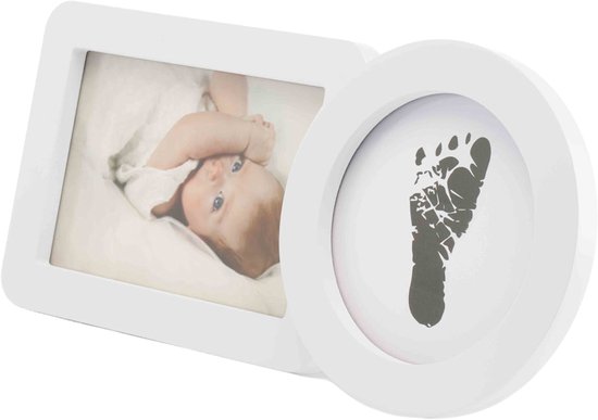 Happy Hands - Baby Hand- & Voetafdruk Lijst Zonder Inkt - Inkless Photo Frame met Foto-vak - Inclusief Inkless Pad - Veilig & Schoon voor Pasgeborenen - Wit Modern Design 30×13×3 cm - Perfect Kraamcadeau van Merkloos — afbeelding 5
