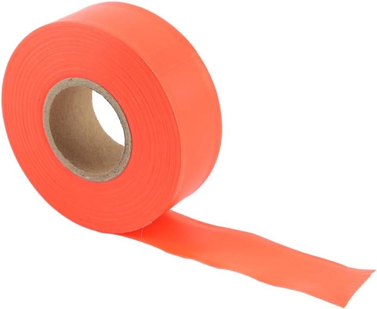 Hoge zichtbaarheid oranje camping markeertape rol, draagbare waarschuwingslinten voor het markeren van grenzen en gevaarlijke gebieden tijdens het kamperen en wandelen
