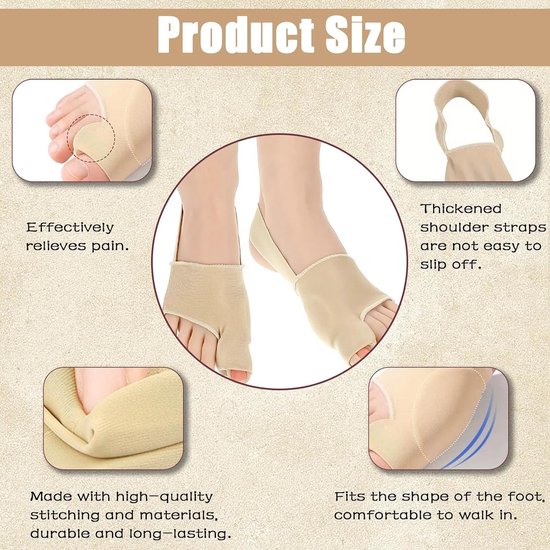 Corrigerende Bandage voor Hallux Valgus, Effectieve Pijnverlichting, Ademend en Verstelbaar, Geschikt voor Dag- en Nachtgebruik, 1 Paar, Voetcomfort en Ondersteuning