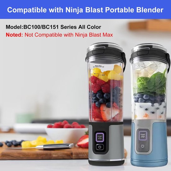 Vervangende Blenderbeker met Deksel voor Portable Blender - 18 oz (530ml) Accessoires voor Smoothies en Shakes, Geschikt voor Ninja Blast Series — afbeelding 5