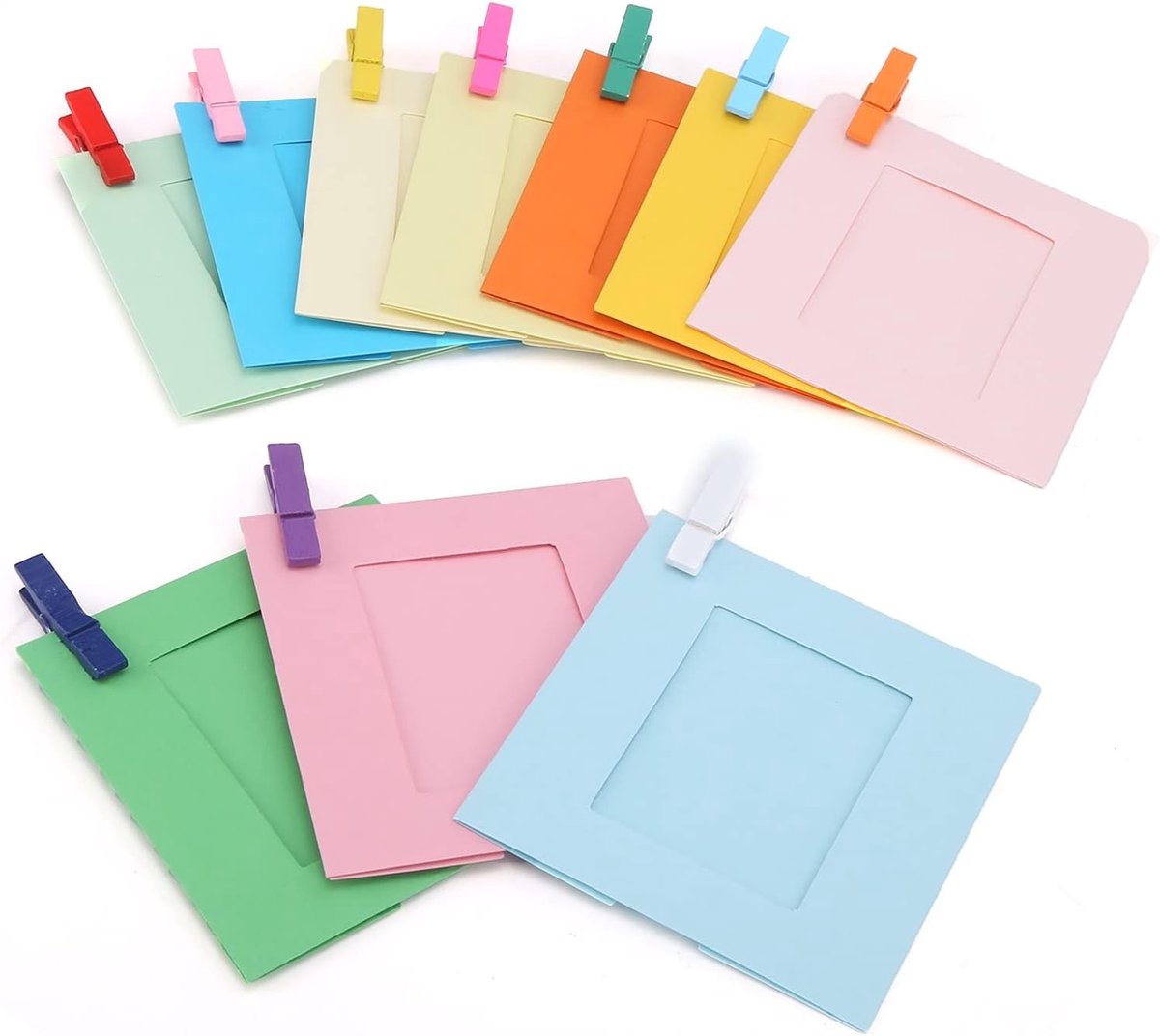 3 Inch Wandhangende Papieren Fotolijsten voor Mini Camera's - 10-Pack Met Clips en Touw voor Persoonlijke Decoratie
