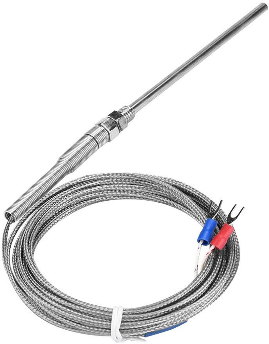 Thermocouple Type K met M8 Draad en 100mm Sonde voor Temperatuurmeting tot 400°C - Geschikt voor Thermometers en Probes