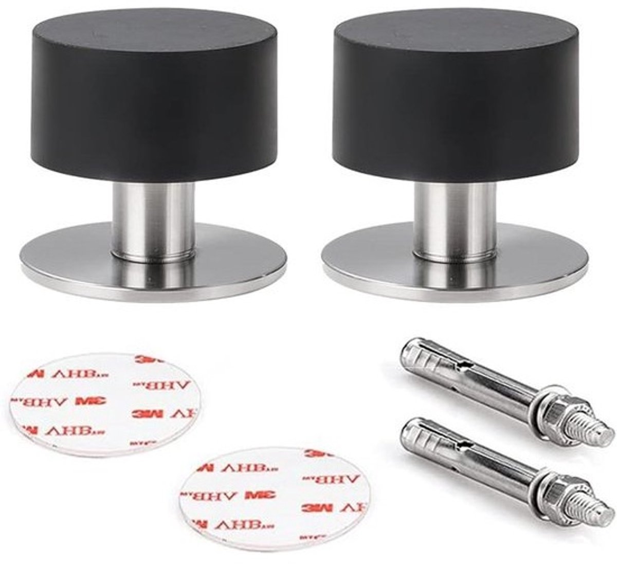 Deurstoppers - Deurbumpers Zelfklevend - Muren Beschermen - Geluidsdempend Rubber - 2 Stuks - Zwart