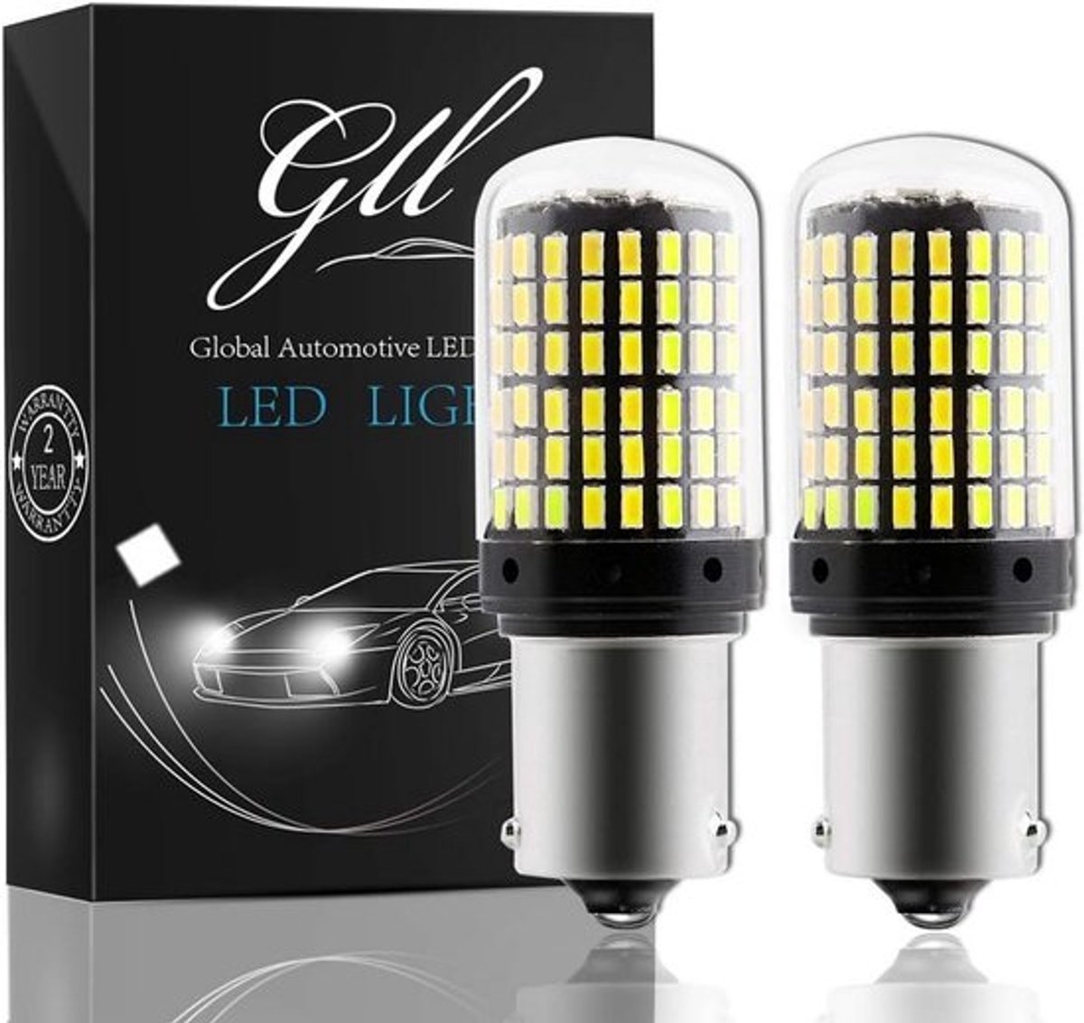 2x Krachtige 1156 LED Lampen Wit P21W BA15S 2800LM Canbus Geschikt voor Achteruitrijlicht