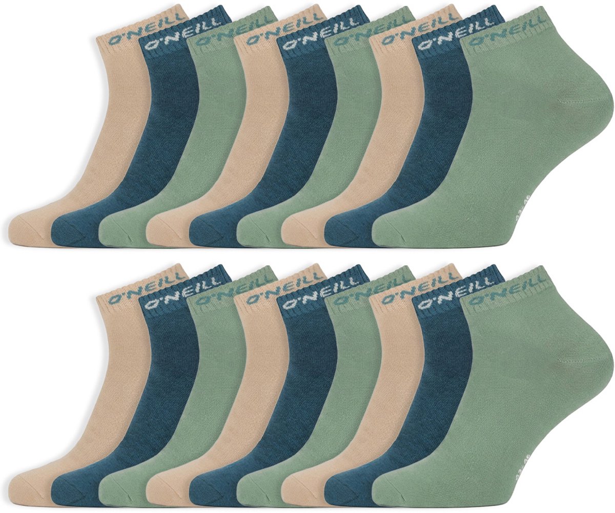 18 Paar O’neill Sokken Quarter Socks Katoen Granite Blauw