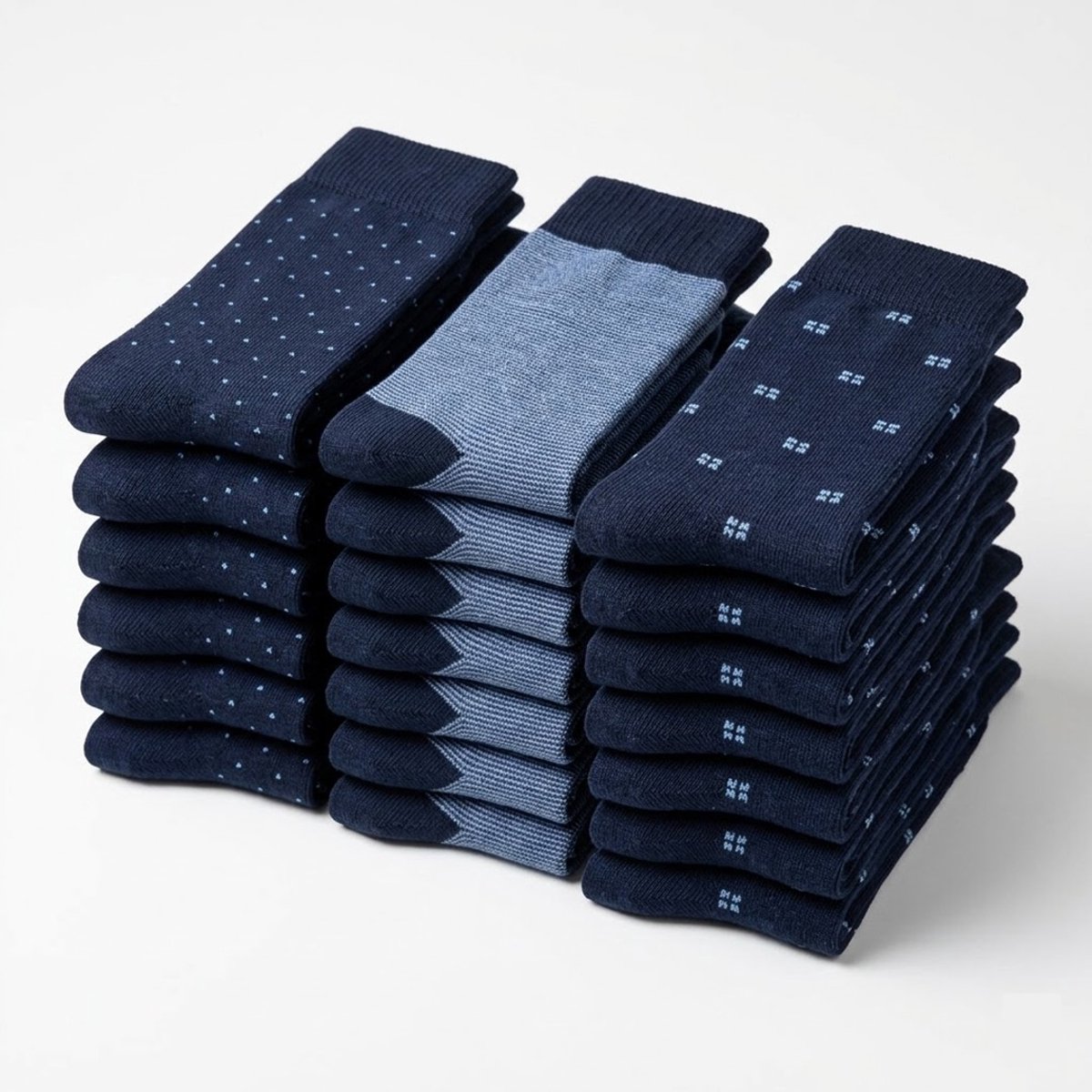 24 Paar – Gianvaglia – Katoenen Herensokken – Blauw – Diverse Motieven