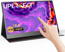 UPERFECT draagbare monitor van 15,6 inch met touchscreen | 10-Punts Aanraking | Full HD IPS | 16:09 | MINI HDMI&Dual USB-C | VESA-compatibel