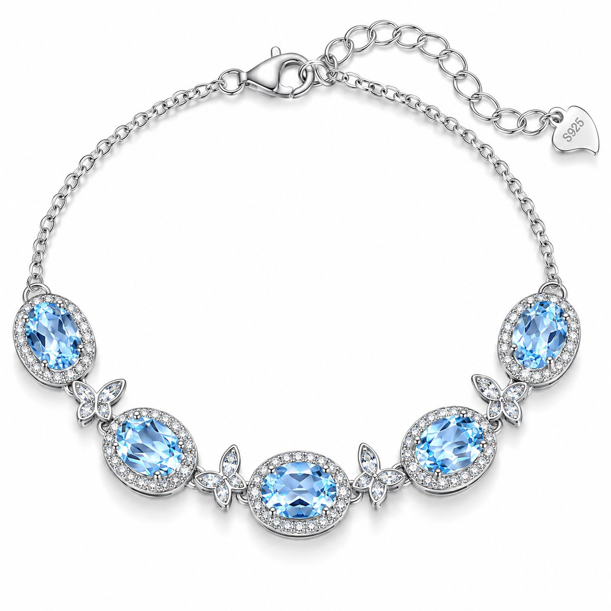 WK 925 Zilveren Verstelbare Armband met Natuurlijke Topaas – Aards-Inspiratie Design, Handgezet Kristal, Inclusief Zilveren Poetsdoek