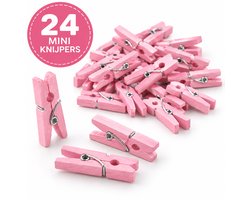 Mini Knijpers Roze - 24 Mini Knijpertjes Roze - Knijpertjes voor Kaarten of Foto's