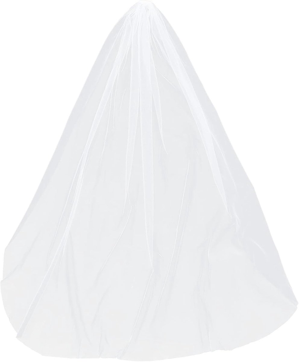 Lange Beige Bruidsluier van 0,8 m met Kam - Eenvoudige en Elegante Trouaccessoires voor Vrouwen, Perfect voor Huwelijk en Ceremonie