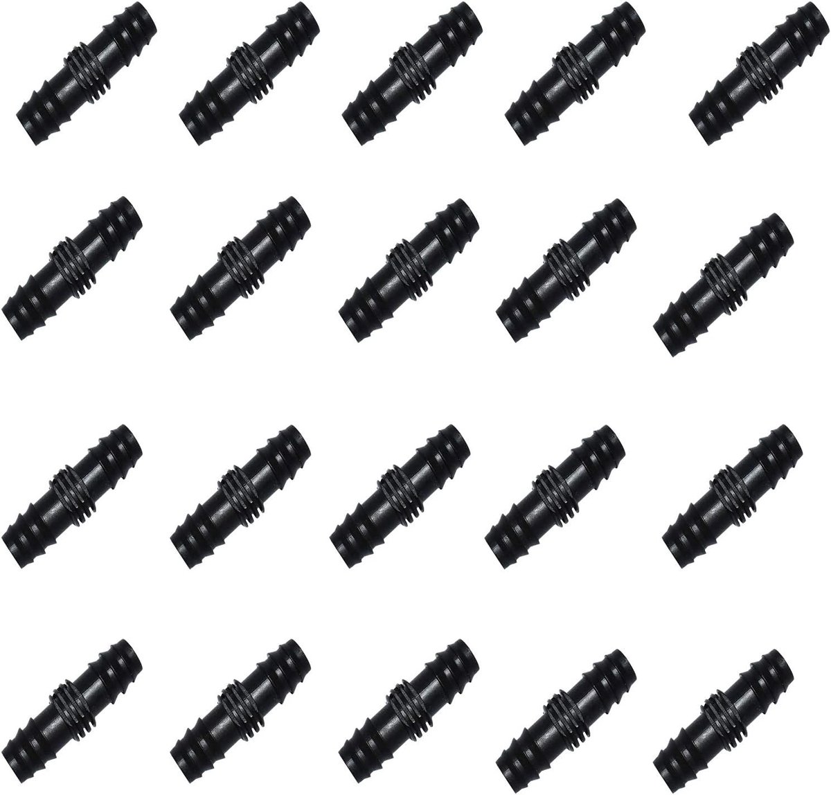 20x15mm 1/2" Plastic Barbed Straight Slangverbinder voor Irrigatie en Tuin Gebruik, Zwart Plastic
