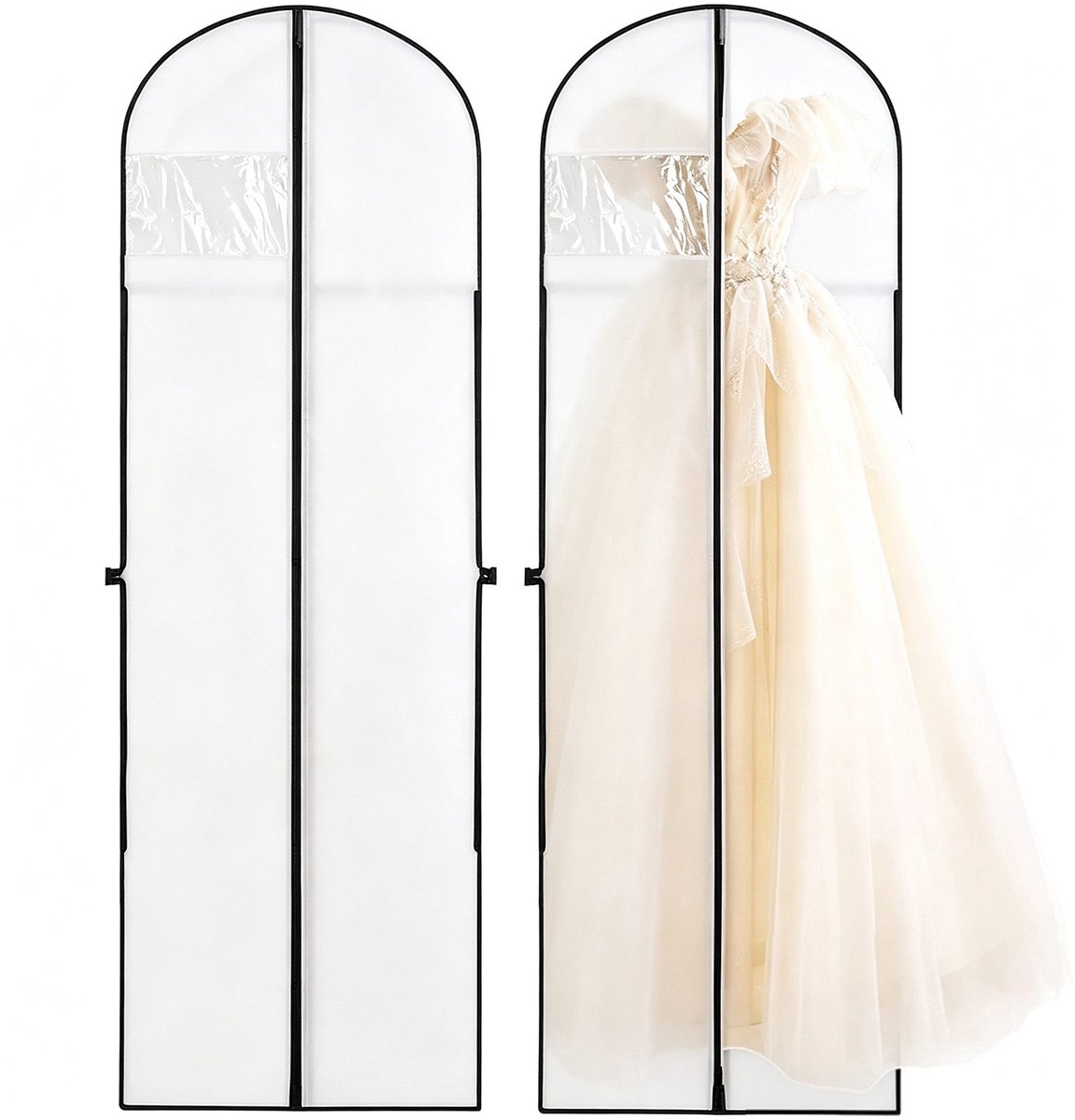 180 × 60 cm Kleding Covers-2 stuks lange jurk tassen hoezen- Ademende kledinghoezen met ritssluiting- vochtbestendig voor trouwjurken en avondjurken