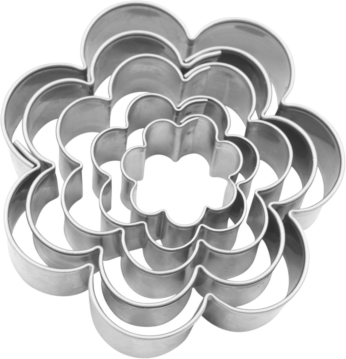 Klei uitstekers - Roestvrij staal - Set van 5 bloemen (19-58 mm) - Voor bakken en knutselen