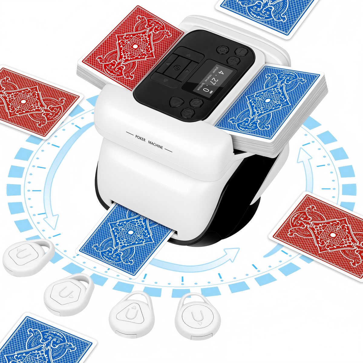 Automatische Kaartschudmachine 2-in-1 - Kaartenschudder en Kaartverdeler met 360° Draaifunctie - Voor 1-8 Spelers - Oplaadbare Poker Kaartenmachine met Lage Geluidsproductie - Voor Diverse Kaartspellen