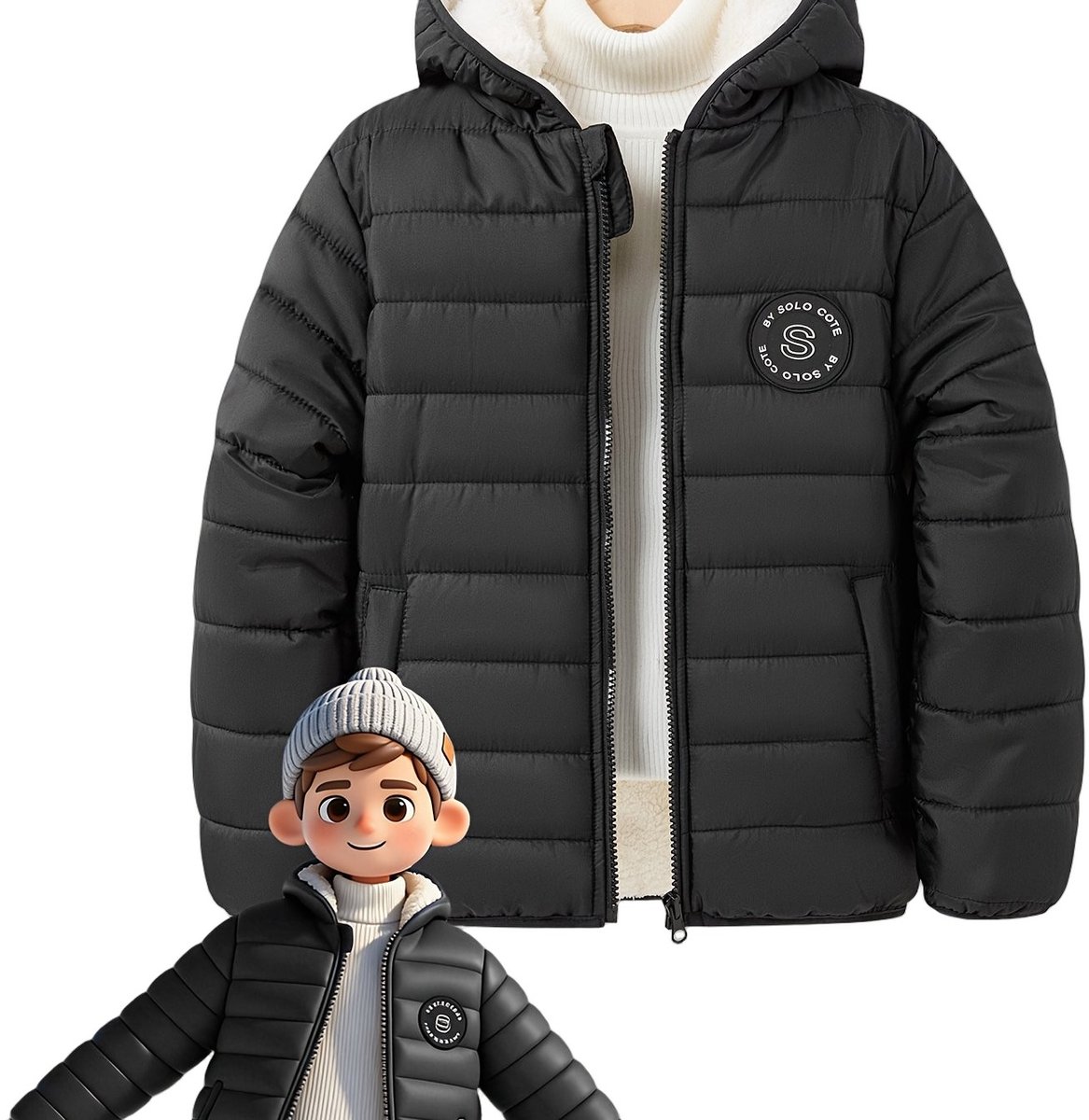 Currero Winterjas Parka Jongens Lange Jas Wintermantel Overjas Gewatteerd Waterdicht Winter Stijlvol Mantel Kinderen 15 Jaar Zwart