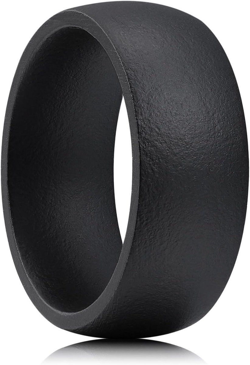 Will Trouwring van hout voor dames en heren, 8 mm breed, van natuurlijk zwart walnoothout, gebogen vorm 56,9 (18,1)