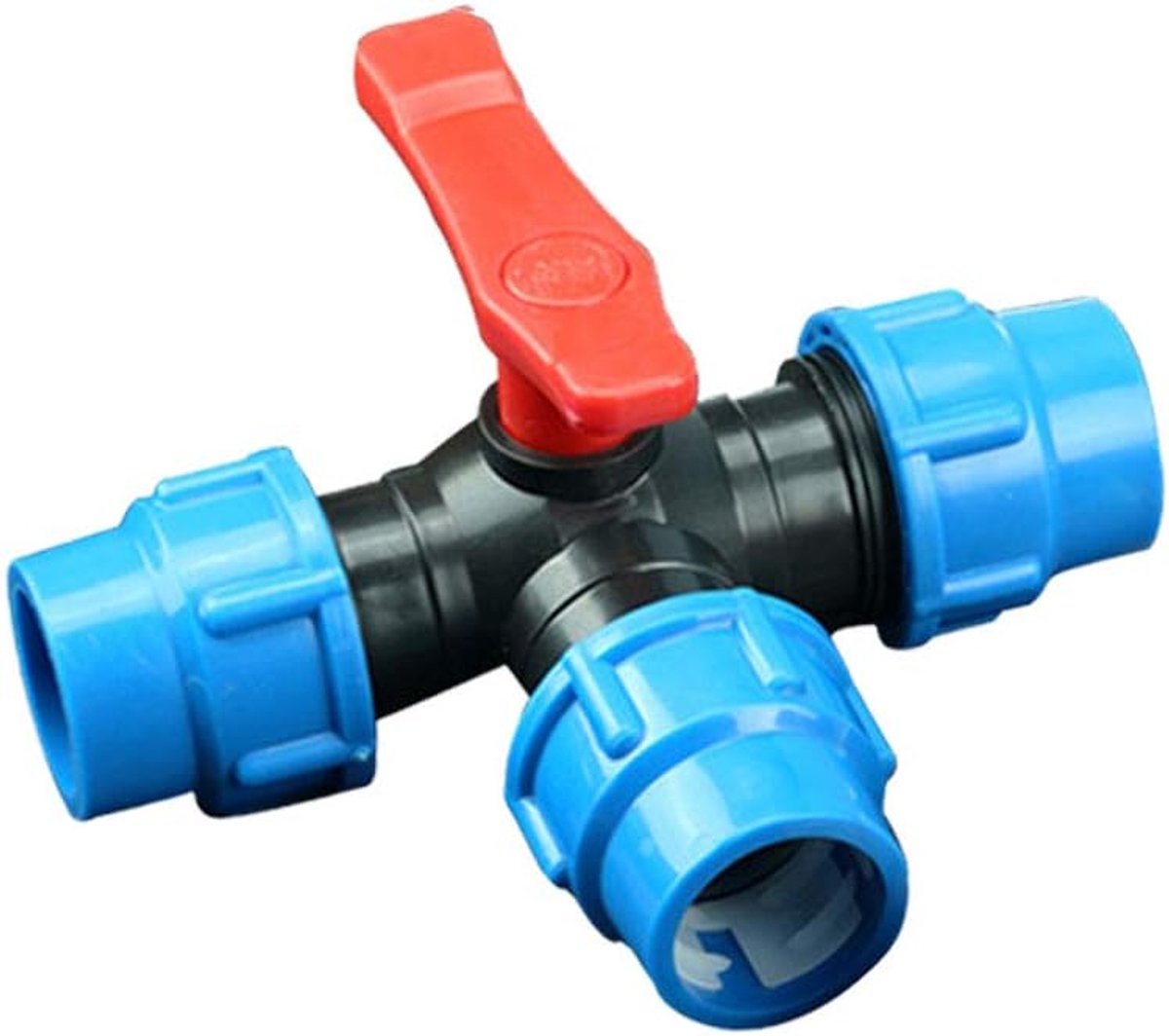 3-wegventiel voor tuin, PE-connector, slangverbinder, T-stuk voor water, tuinieren, landbouwirrigatie, 32 mm