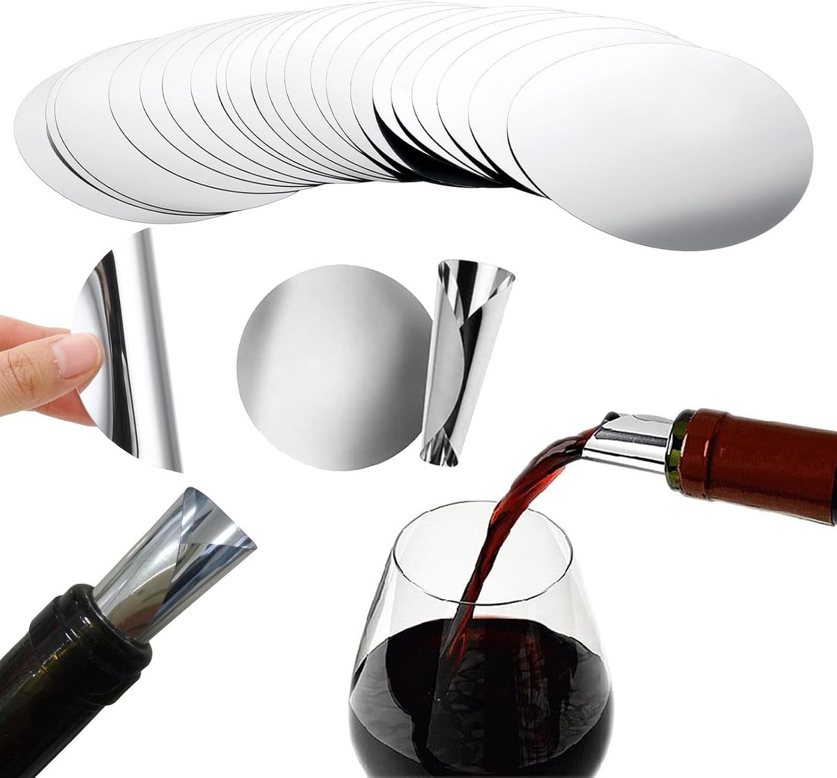 60 stuks herbruikbare druipvrije wijnschijf, flexibele anti-druppel schijf voor wijn en whisky, dunne en herbruikbare schenkschijven voor dranken, bier, vloeistofdispensers, bar