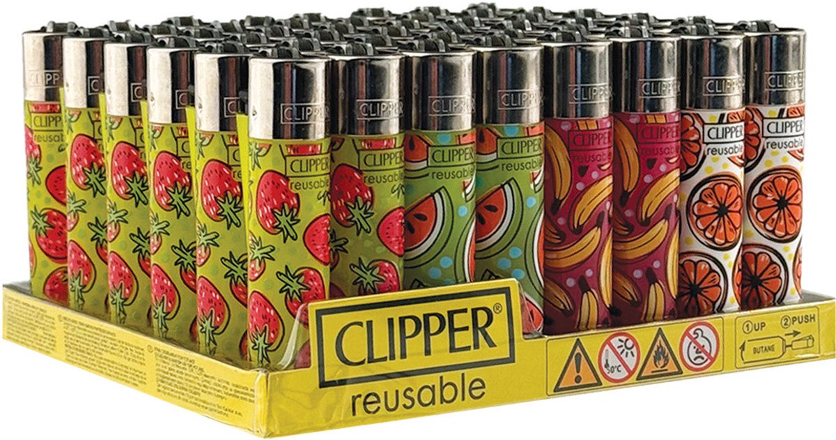 Clipper Aansteker - 48 stuks in display- Aansteker - Vuursteen -Hervulbaar - Fruity Summer