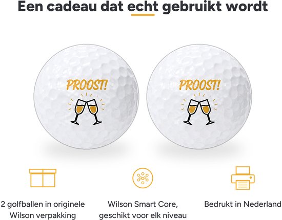 Golfballen Proost - Feest Golf Cadeau - 2 stuks - Wilson - Golfbal met Opdruk van Wilson — afbeelding 3