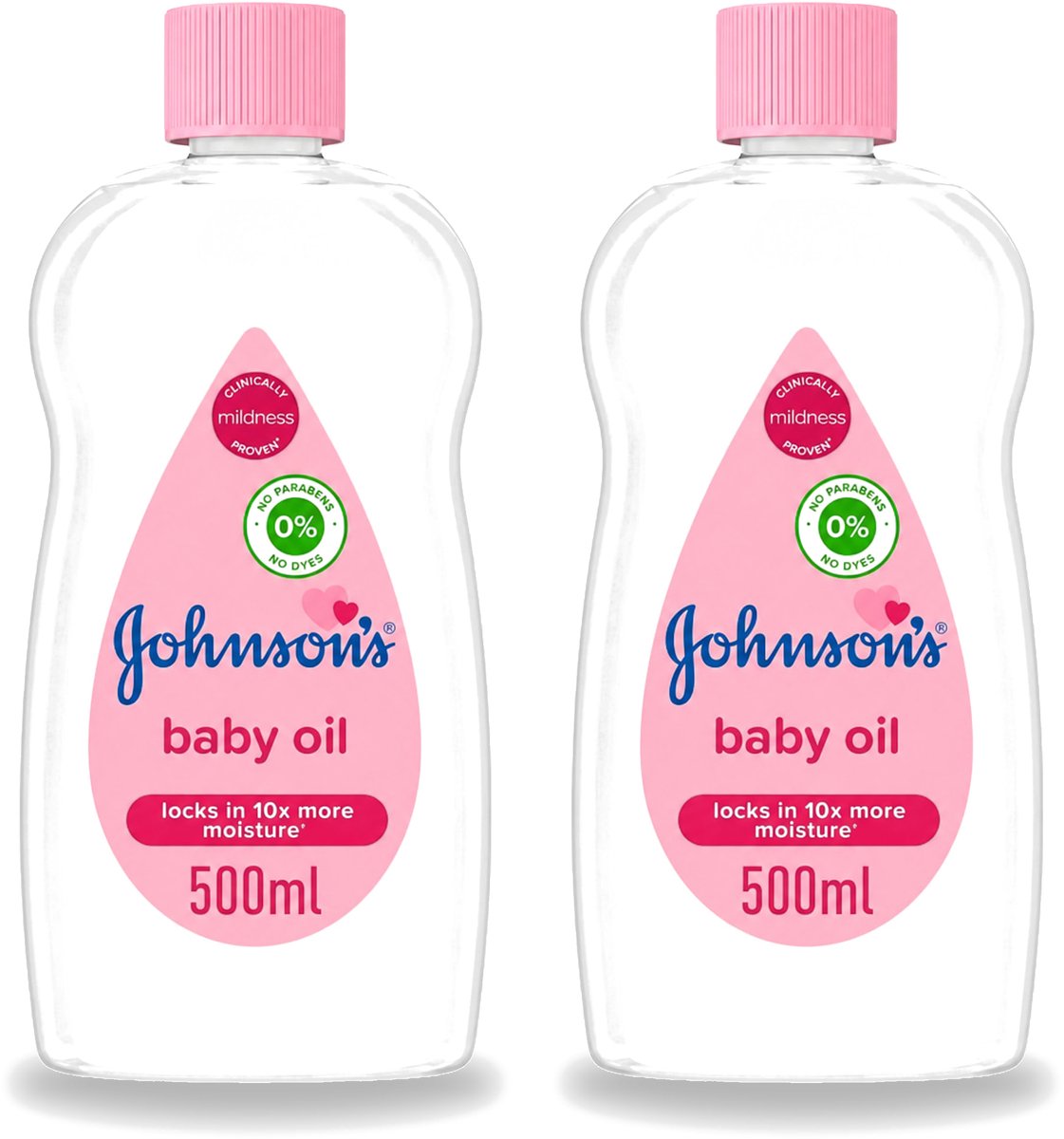 2 x Johnson's - Baby Olie - Verzachtend - Hydraterend - 500 ml - Voordeelverpakking - 2 stuks