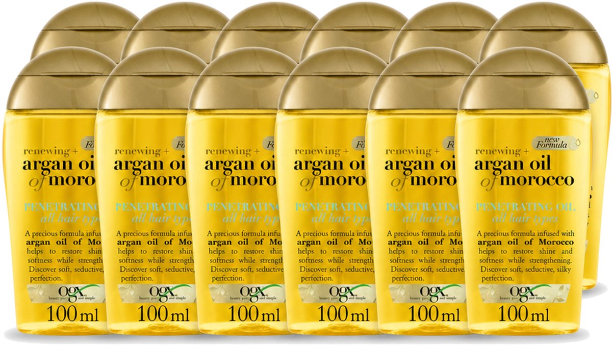 12 x OGX - Argan Oil of Morocco - Haarolie - Penetrating Oil - Intensief Herstel - 100 ml - Voordeelverpakking - 12 stuks