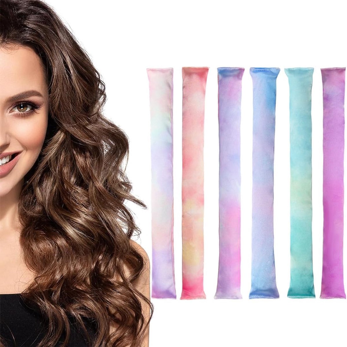 6 stuks zonder hitte – krullen voor nachtelijke krullen, zachte krullen om te slapen, heatless krullen, flexi staven, hittevrije krullen voor kort en lang haar