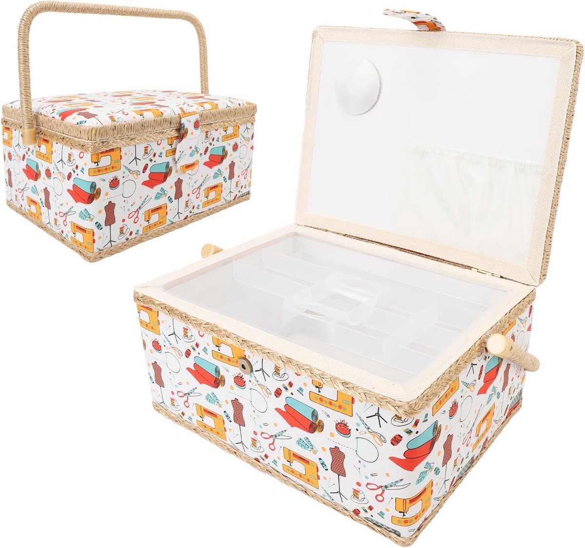 Naaimand, grote capaciteit naaidoos voor naaibenodigdheden, draagbare naai-opbergdoos met afneembare plastic lade naaidoos organizer voor naaien, herstellen beginner