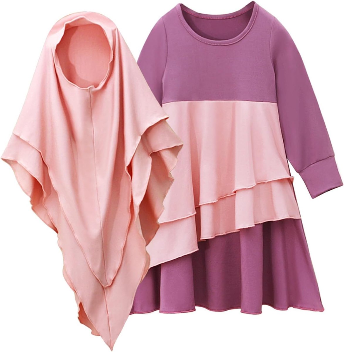 Baby meisje abaya met hijab jurk volledige lengte burka maxi peuter kind jongere leeftijd baby meisje kleur blok jurken