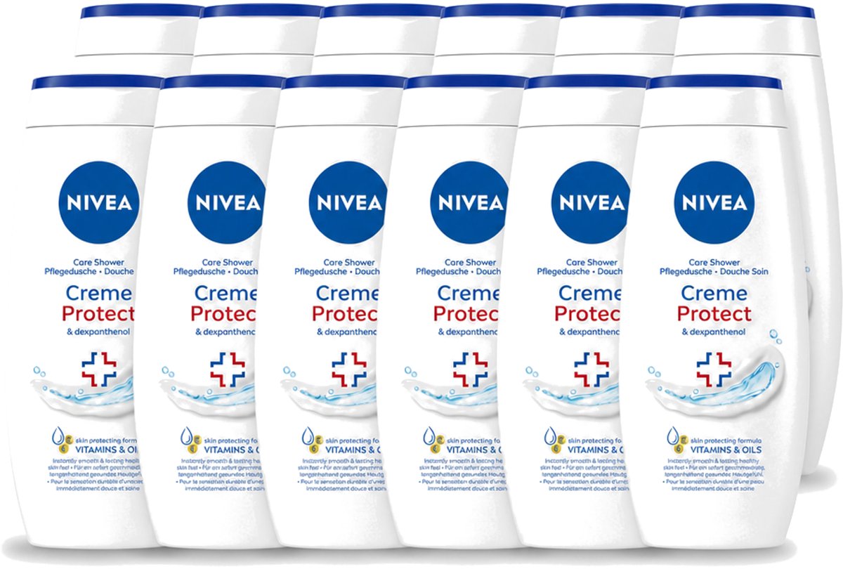 12 x Nivea – Douchecrème – Protect – 250 ml - Voordeelverpakking - 12 stuks