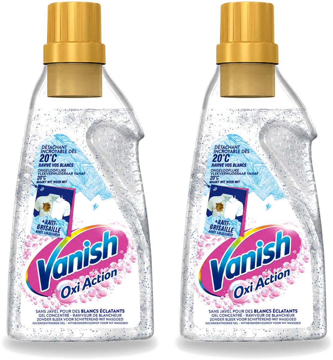 2 x Vanish – Wasbooster Gel – Oxi Action Whitening – 750 ml - Voordeelverpakking - 2 stuks